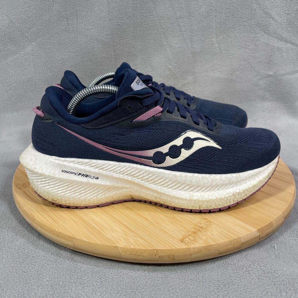 Saucony Triumph 21 Womens Size 7.5 Running Shoes Navy Pink S10881-105